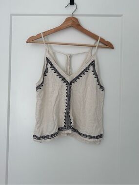 Embroidered linen tank